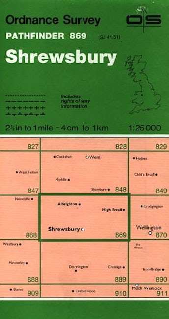 Cover image for O.S. Pathfinder 869 Shrewsbury, isbn: 9780319208694