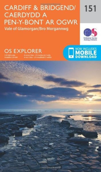 Cover image for O.S. Explorer 151 Cardiff & Bridgend/Caerdydd a Pen-y-Bont ar Ogwr, isbn: 9780319243442