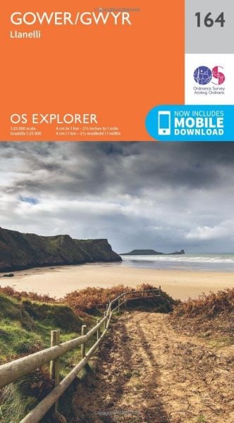Cover image for O.S. Explorer 164 Gower/Gwyr: Llanelli, isbn: 9780319243572