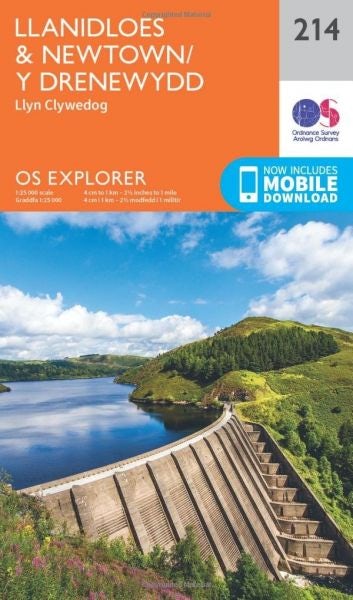 Cover image for O.S. Explorer 214 Llanidloes & Newtown/Y Drenewydd, isbn: 9780319244074