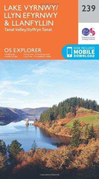 Cover image for O.S. Explorer 239 Lake Vyrnwy/Llyn Efyrnwy & Llanfyllin, isbn: 9780319244326