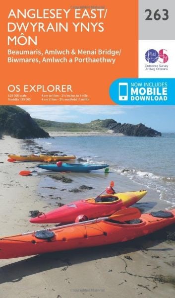Cover image for O.S. Explorer 263 Anglesey East/Dwyrain Ynys Mon, isbn: 9780319244609