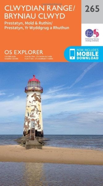 Cover image for O.S. Explorer 265 Clwydian Range/Bryniau Clwyd, isbn: 9780319244623
