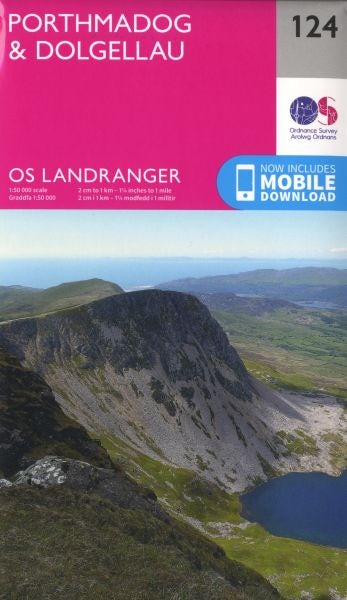 Cover image for O.S. Landranger 124 Porthmadog and Dolgellau / Porthmadog a Dolgellau, isbn: 9780319262221