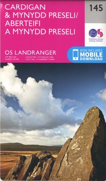 Cover image for O.S. Landranger 145 Cardigan and Mynydd Preseli/Aberteifi a Mynydd Preseli, isbn: 9780319262436