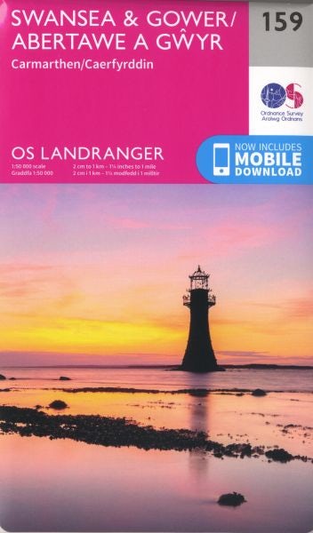 Cover image for O.S. Landranger 159 Swansea and Gower, Carmarthen /Abertawe a Gŵyr, Caerfyrddin, isbn: 9780319262573