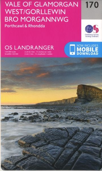 Cover image for O.S. Landranger 170 Vale of Glamorgan West, Porthcawl and Rhondda /Gorllewin Bro Morgannwg, Porthcawl a Rhondda, isbn: 9780319262689