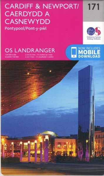 Cover image for O.S. Landranger 171 Cardiff and Newport, Pontypool /Caerdydd a Casnewydd, Pont-y-Pwl, isbn: 9780319262696