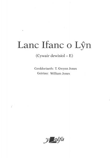 Cover image for Lanc Ifanc o Lŷn (Cywair Dewisiol - E), isbn: 9781800993228