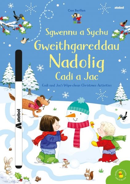 Cover image for Sgwennu a Sychu - Gweithgareddau Nadolig Cadi a Jac / Cadi and Jac's Wipe-clean Christmas Activities, isbn: 9781801064354