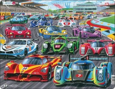Cover image for Jig-so Ceir Rasio ar y Trac / Racing Cars on the Track Jigsaw, isbn: 9781801064637