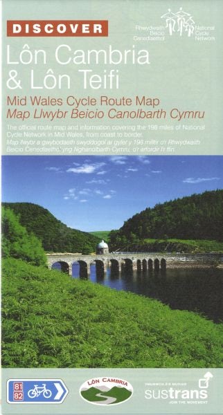 Cover image for Lôn Cambria & Lôn Teifi: Mid Wales Cycle Route Map, Map Llwybr Beicio Canolbarth Cymry, isbn: 9781901389609