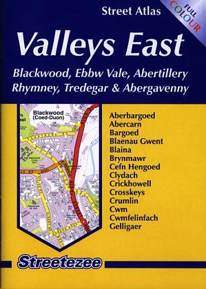 Cover image for Streetezee Valleys East Street Atlas - Blackwood, Ebbw Vale, Abertillery, Rhymney, Tredegar & Abergavenny, isbn: 9781902884349