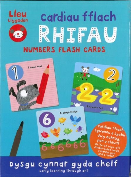 Cover image for Lleu Llygoden: Cardiau Fflach Rhifau/Numbers Flash Cards, isbn: 9781910574645