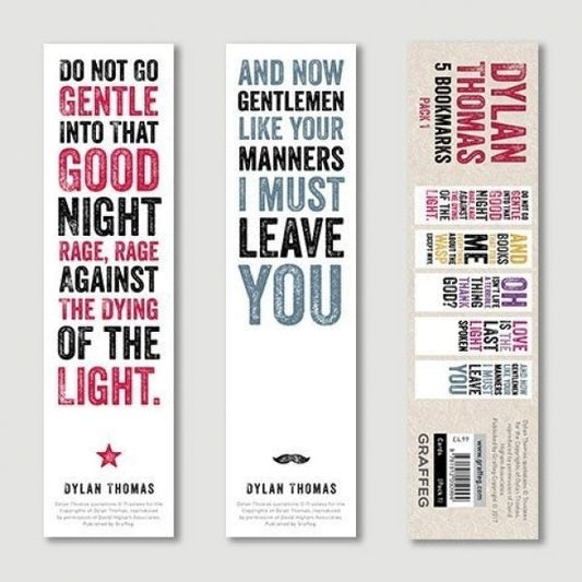 Cover image for Dylan Thomas Bookmarks Pack 1, isbn: 9781912050994