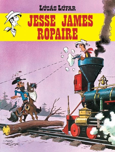 Cover image for Lúcás Lúfar: Jesse James, Ropaire (Lucky Luke in Irish), isbn: 9781913573676